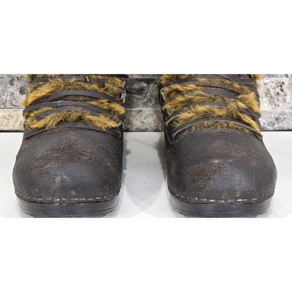 Sanita Wixen Winter Boots Leather Fur Danish Clog Brown Yeti Rare Women 39 | 8.5 - Picture 7 of 12
